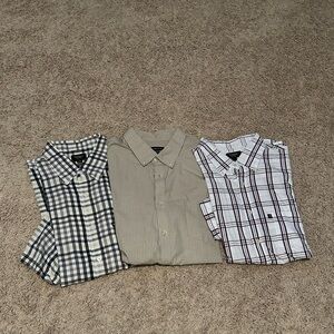 Men's Checkered and Solid Shirts Set